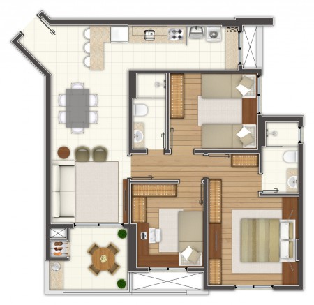 Soleil Curitibano 3 Dormitórios c/ 1 suíte